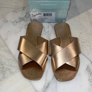 Seychelles Rose Gold Metallic Leather Sandals